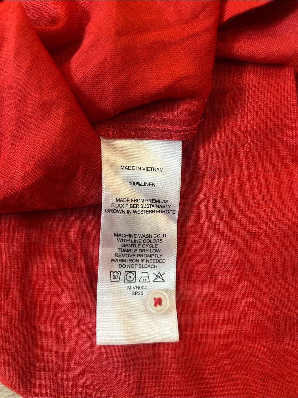Quince Red 100% Linen Sleeveless Shell Shirt Tank New Tried on once - Picture 4 of 4
